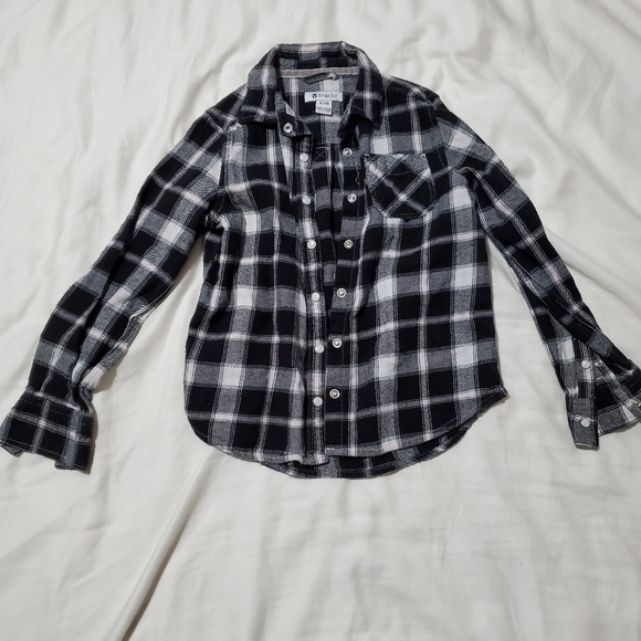 Tractr black white pink plaid top - Picture 2 of 4